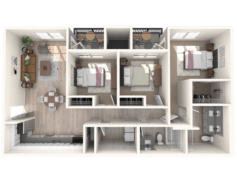 South Ridge Apartments West 3 Bed C Floor Plan
